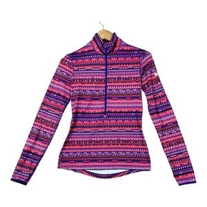 Nike Pro Women Active Top Sz S DRI-FIT Stretch Compression 1/2 Zip Pullover Red